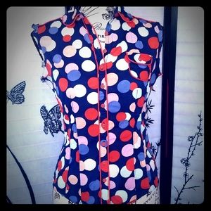 Tara Jarmon x Target red blue pink polkadot Sz S